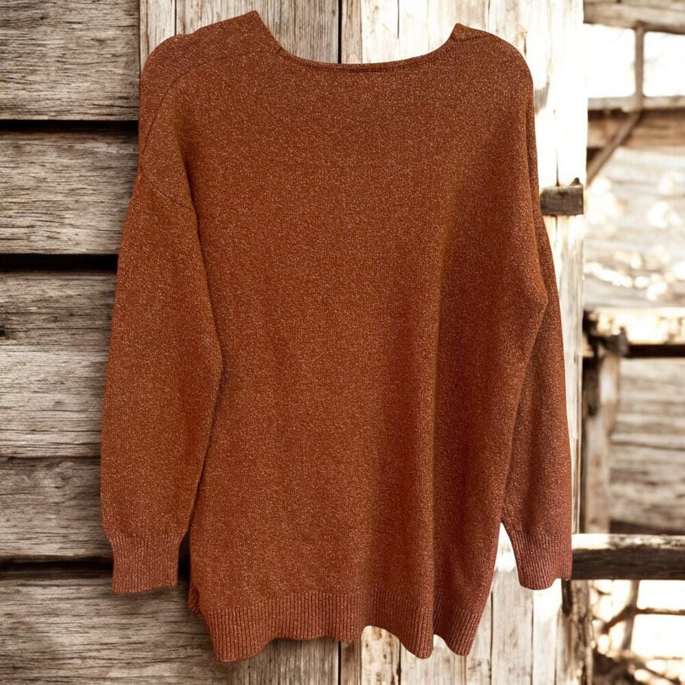 a.n.a Sweater V-Neck oversized Knit Rust Size Small - Picture 2 of 7